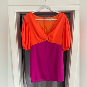 Jealous Tomato Pink/Orange Twist Front Block Dress NWOT